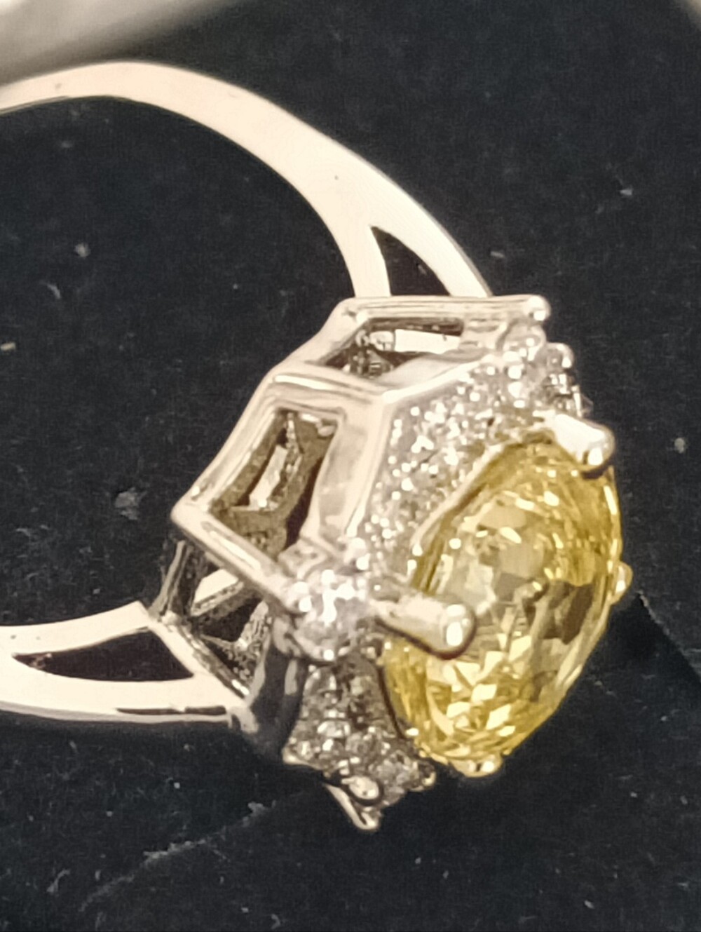 Yellow Centerstone Halo Adjustable Ring - Women Jewelry Rings